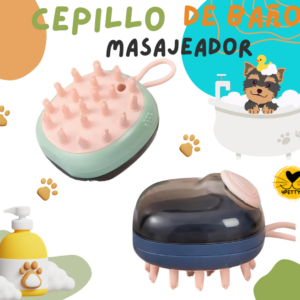 Cepillo 2 en 1 para Bañar Mascotas Masajeador