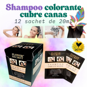Shampoo Colorante cubre Canas. Cabello Negro. Caja 12 und